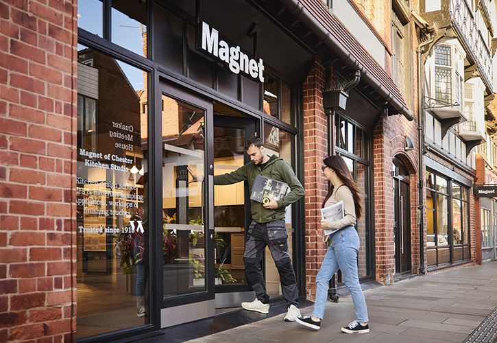 Magnet Kitchens Customer and trade entering store (Magnet)