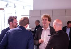 Professor Dr Michael Braungart speaking at Mosa showroom during Clerkenwell Design Week 2022