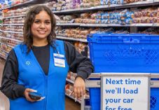 Walmart staff member grocery shopping