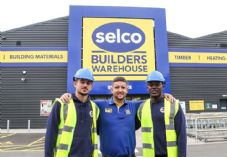 Selco staff and customers outside store (corporate)
