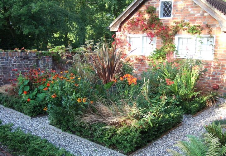 Garden gravel and wall