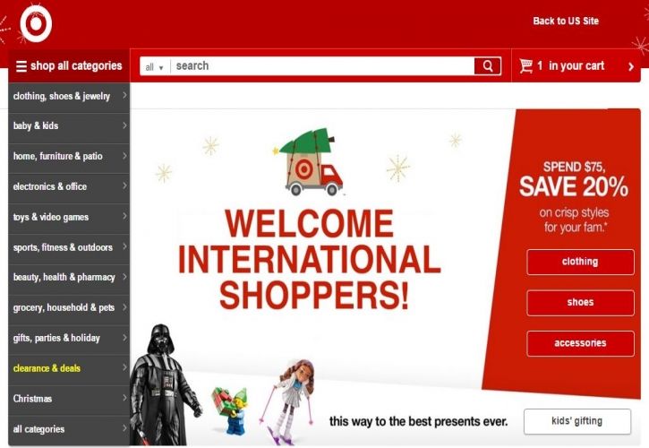 Target - welcome international shoppers