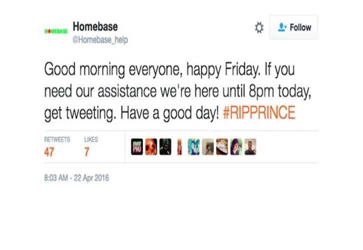 Homebase Prince Tweet