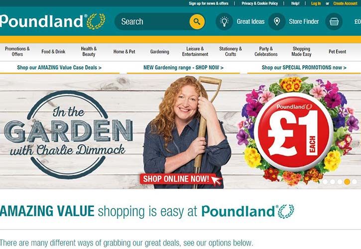 Poundland website - Charlie Dimmock April 2016 725 x 500
