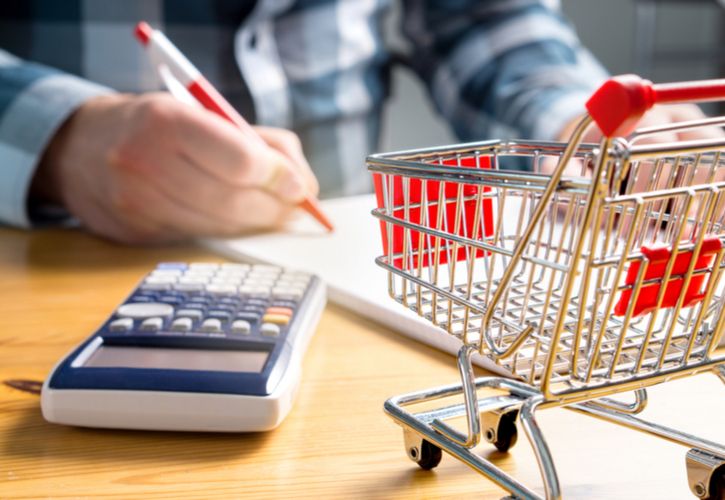 Shopping trolley and calulator 725 x 500