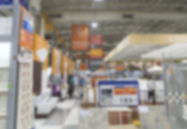 DIY store blurred out